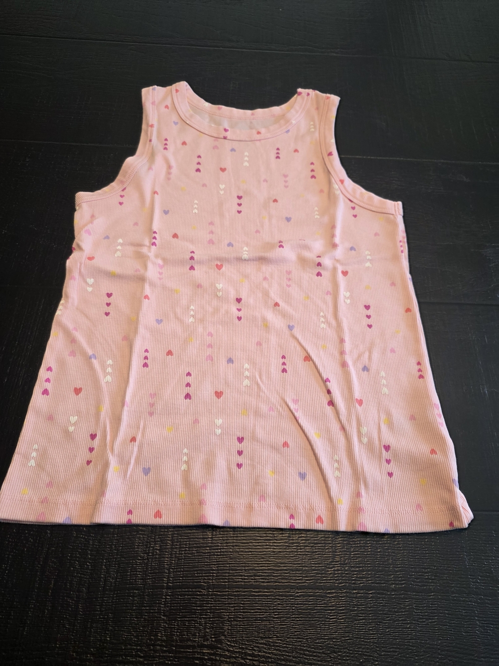 wonder nation Pink Heart-Print Ribbed Tank Top